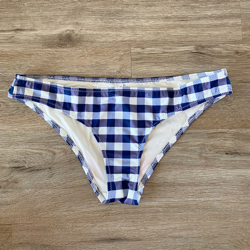Solid & Striped Bikini Bottom Plaid Purple Blue M… - image 1